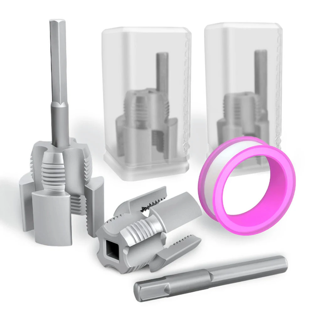 Integrated Pipe Threading Tool 1/2 3/4 Inch Dual-Function Thread Cutting Tool Compatible Electric Drill Pipe Rethreading Kit