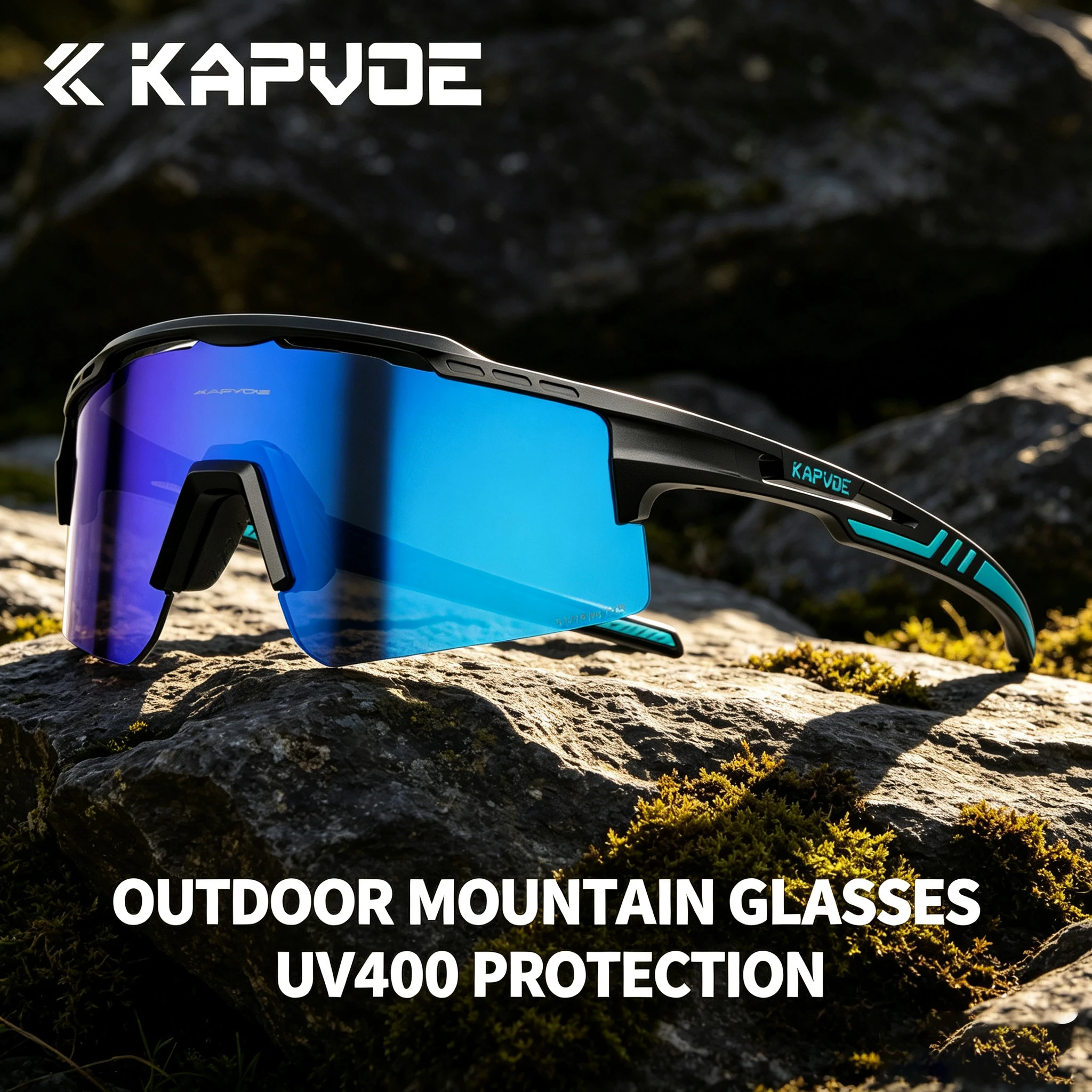 KAPVOE UV400 HD Großrahmige Fahrradbrille, MTB-Fahrradbrille, Wanderbrille, Herren- und Damen-Outdoor-Sportbrille, winddicht, beschlagfrei, Pickleball-Brille