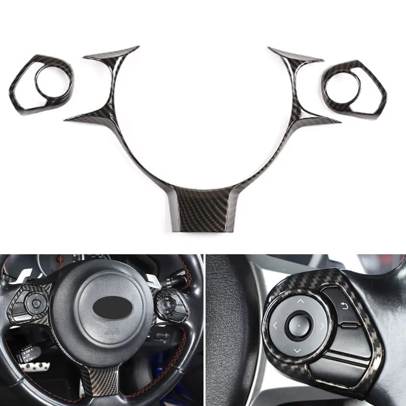 Car Styling Carbon Fiber Texture Steering Wheel Cover Trim For Toyota 86 Subaru BRZ 2017 2018 2019 2020 2021