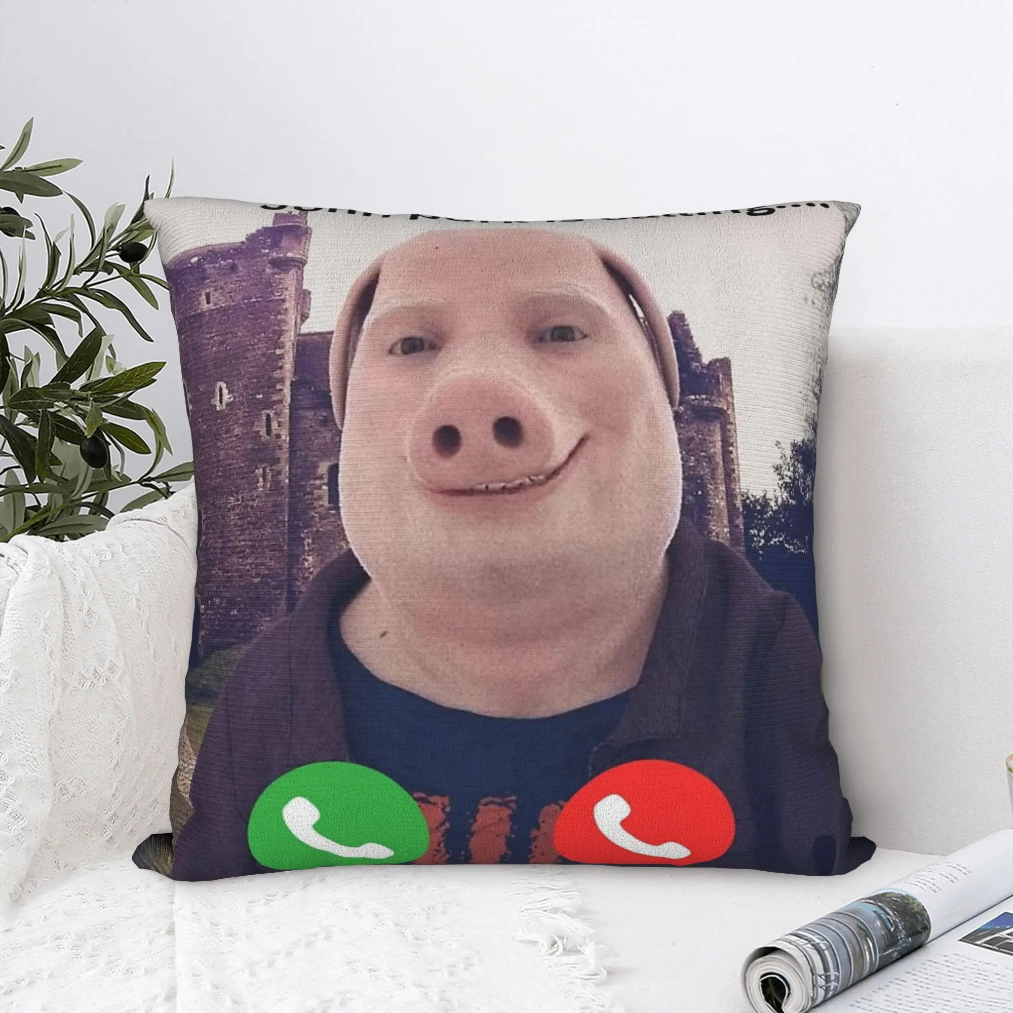 John Pork is Calling Meme Square Pillow Covers Polyester Car  Cushion Case Cool Decorative Pillow Cover 45*45