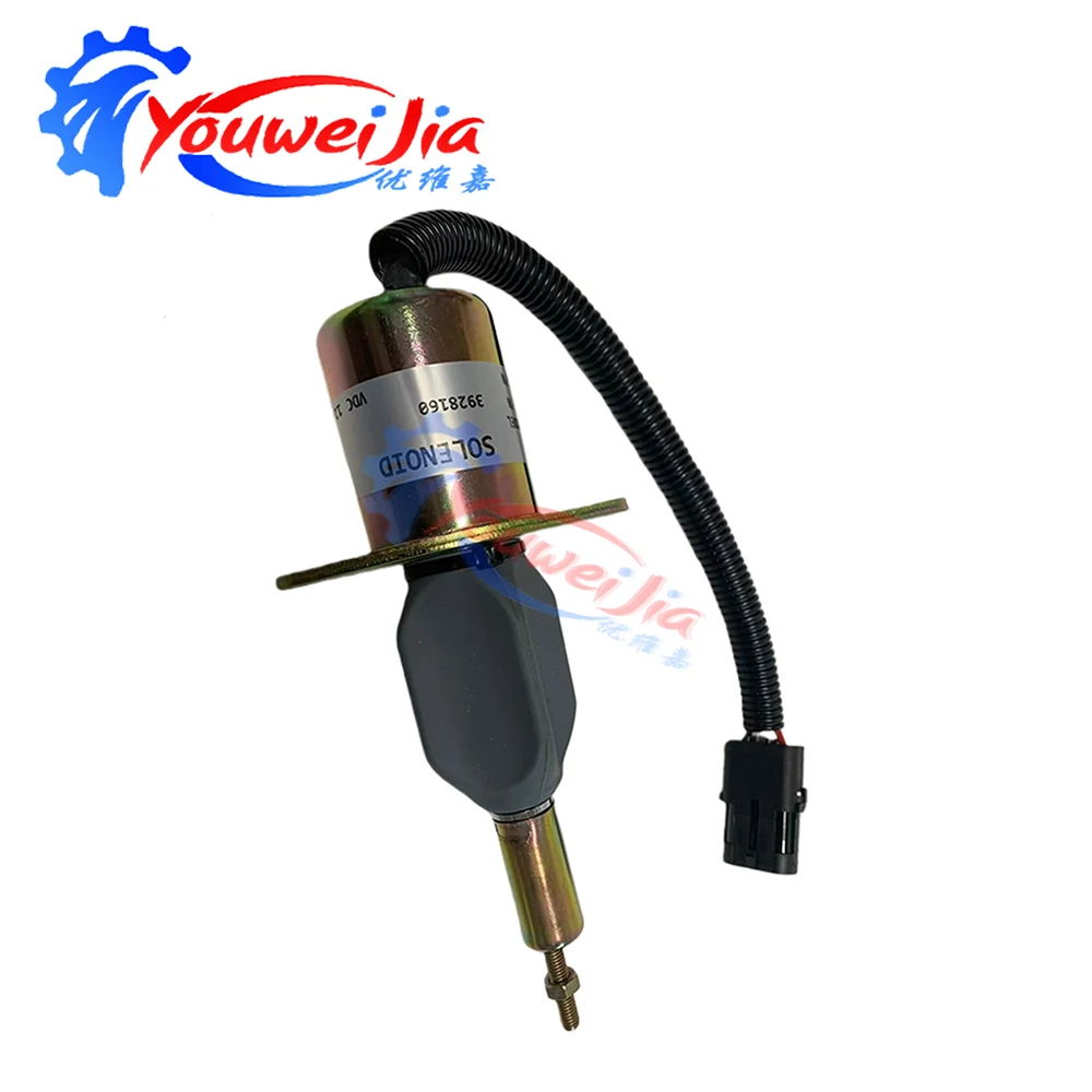 12V/24V Fuel Cut-Off Solenoid Valve 3928160 Compatible with Komatsu 6CT-8.3 Engine for Industrial Applications
