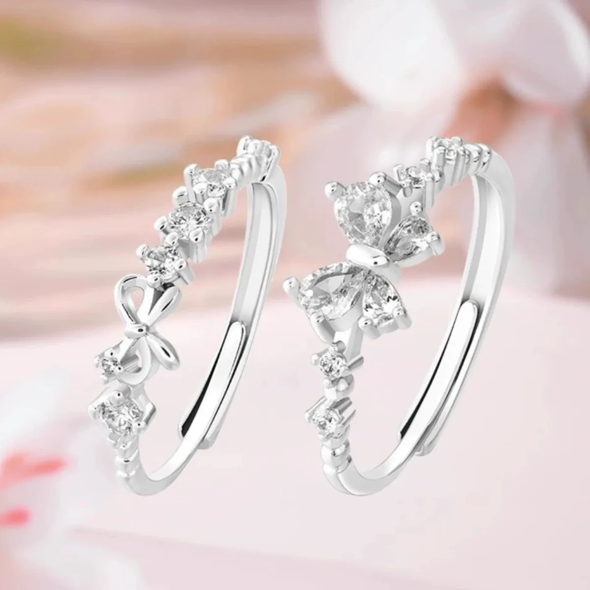 Anillo de circón de mariposa ajustable, joyería linda de acero inoxidable para mujer, ajuste cómodo, uso diario, Idea de regalo para mejor amiga