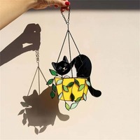 Simple Exquisite Flower Pot Cat Suncatcher Handmade Pattern Colored Window Ornament Cartoon Car Hanging Pendant Party Supplies