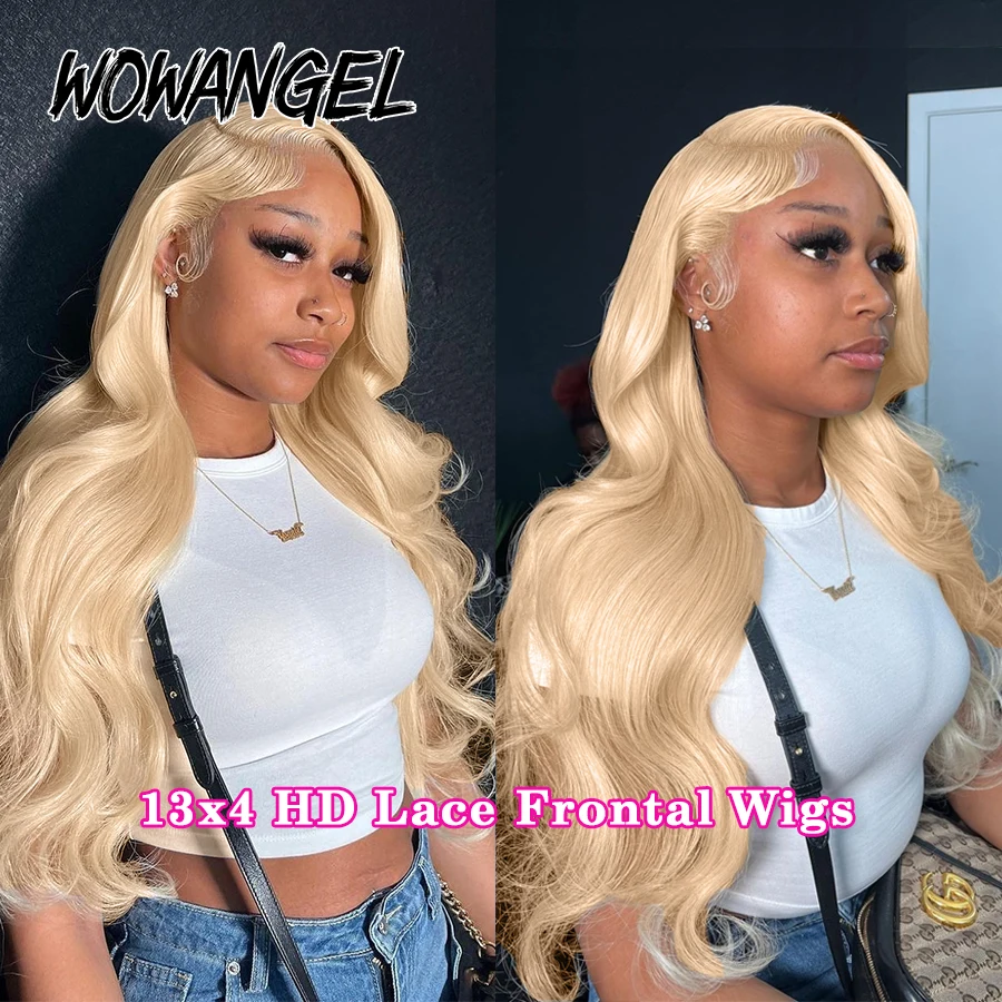 Wow Angel 250% # 613 HD Lace Front Perücken 13x6 Blonde Body Wave Perücke 13x4 HD Lace Frontal Echthaarperücken, verschmelzen mit der Haut, natürlicher Haaransatz – Detail 3