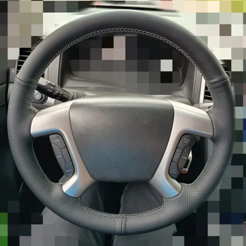 Protector para volante de coche cosido a mano para Chevrolet Captiva 2007-2014 Silverado GMC Sierra 2007 cuero de microfibra negro