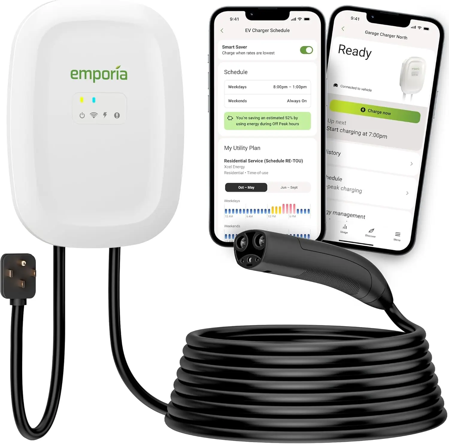 

EMPORIA Level 2 EV Charger - NEMA 14-50 EVSE w/NACS, Compatible with Tesla - 48 amp EV Charger Level 2, 240v Electric Vehicle Charging Station, UL/Energy Star, 25ft Cable