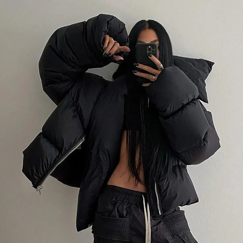 

21tp452 Fashion Women's 2025 Winter Ins Thick Snap Button Scarf Coat Warm Cotton Puffer Jacket