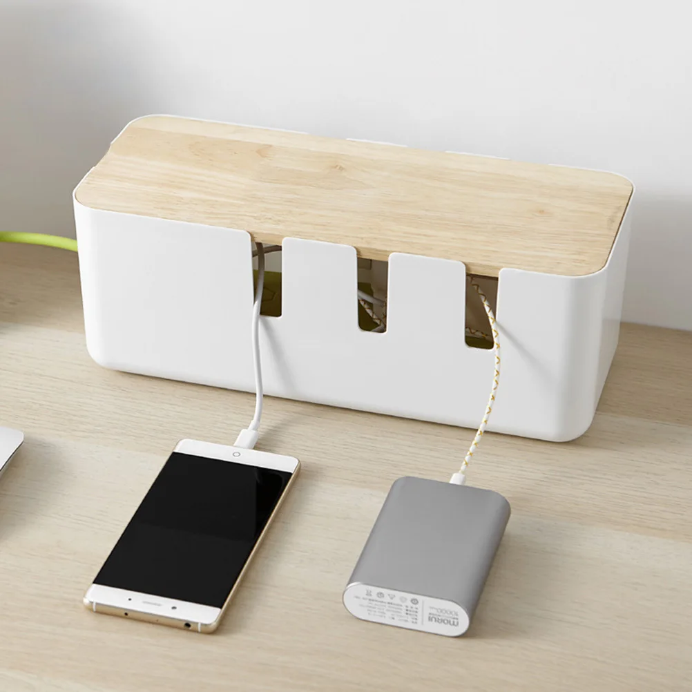 

Power Strip Storage Box Durable Solid Color Cable Organizer Plastic Wire Container For Home Office Kitchen Bathroom Use