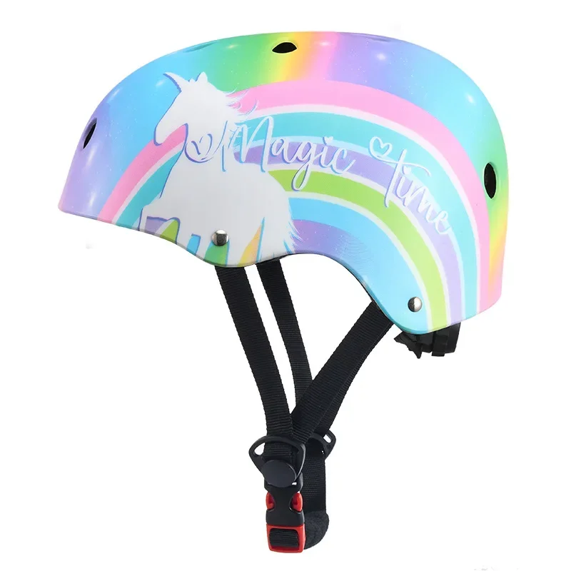 2024 Beautiful Children\'s Rainbow Cycling Bike Helmet Kids Self-balancing Bike Wheel Skateboard Skating Helmet Bicycle Helmet