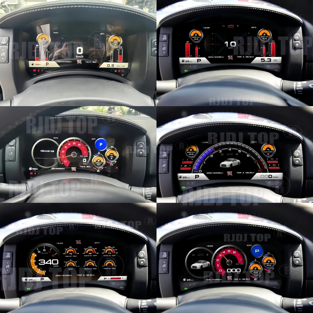 12.3'' For Nissan GTR R35 2007-2024 Linux LCD Car Dashboard Meter Digital Instrument Cluster Cockpit Odometer Speedometer Panel