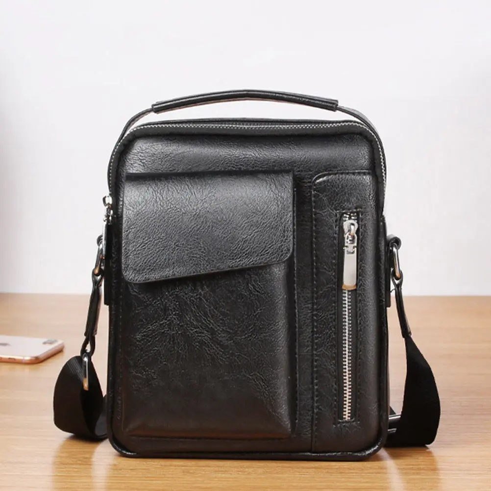 Mens Messenger Bag PU High Quality Crafted with Metal Accents Comfortable Adjustable Strap for Office Casual Outings