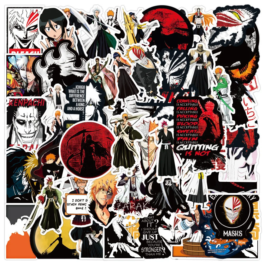 10/30/50pcs Cool Classic Anime BLEACH Stickers Cartoon Kurosaki Ichigo Sticker Kids Toy Water Bottle Phone Notebook Decals Decor