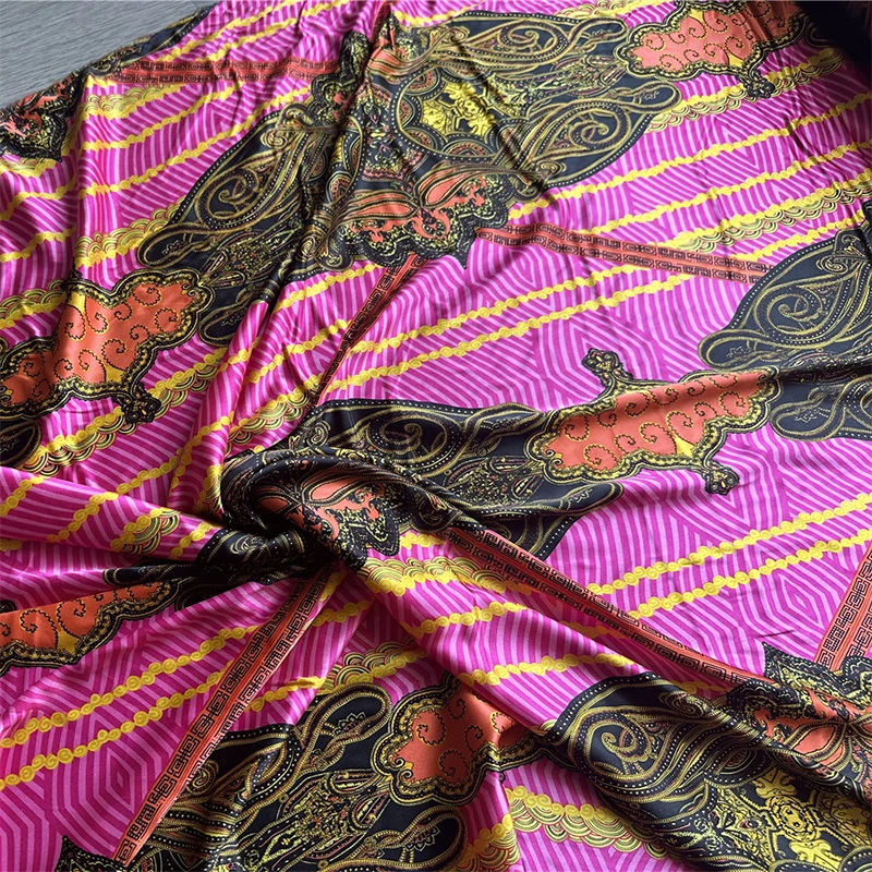 

1 метр 95% шелковый шелк 5% спандекс 20 мама тяжелая шелковая ткань розовая цепочка с принтом 100 см шириной 39,3 дюйма по дворам JJ650