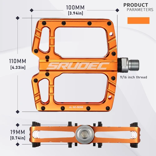 Imagen 2 del producto Pedales de Bicicleta KRSEC - Plataforma Ancha Antideslizante con 3 Rodamientos de Aleación de Aluminio, Universales para Bicicletas de Montaña y Carretera