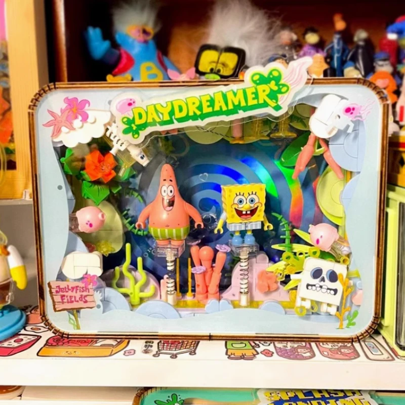 

AREAXDreaming Губка Боб Квадратные Штаны Строительные Блоки Пирог Звезда Фоторамка Модная Игрушка Детский Подарок Сборка Модель Строительные Блоки