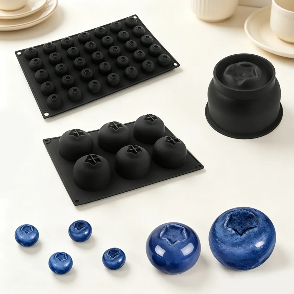 Blueberry Design 1/6/15/35-Cell Silicone French Mousse Cake Mold Candy Chocolate Mould Kitchen Food Grade Dessert Baking Tools