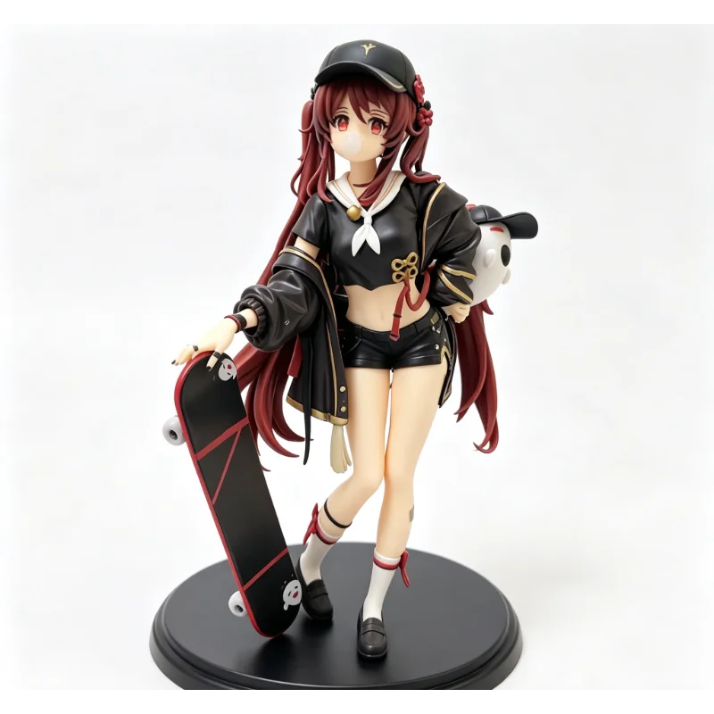 Anime GK Figur Hu Tao Schönes Mädchen PVC Sammlerfigur Skateboard Streetwear 2D Schreibtisch-Deko Geschenk für Anime-Fans