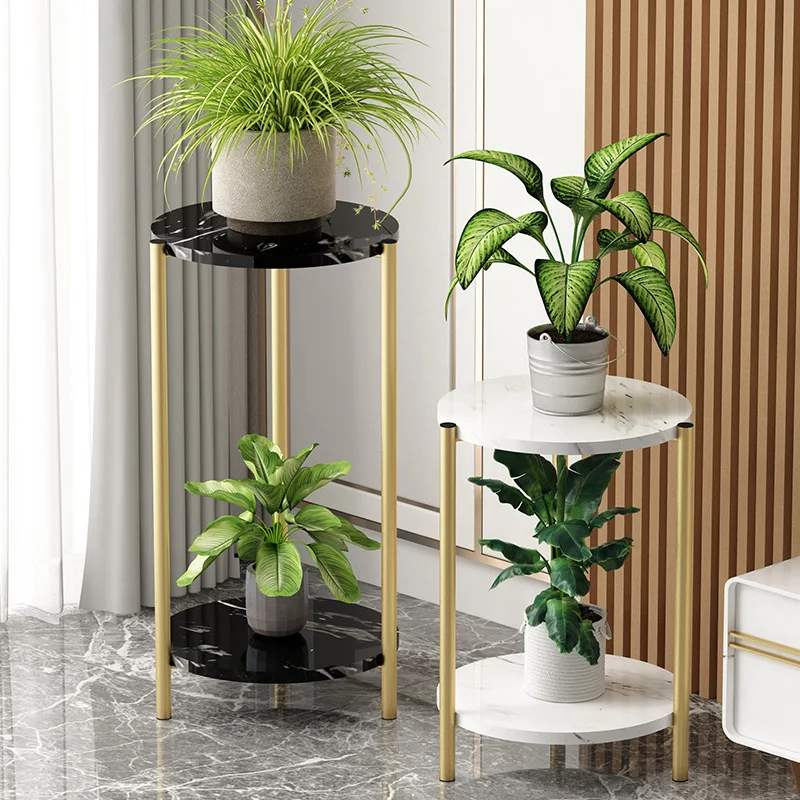 Minimalist Light Luxury Floor-Standing Flower Rack Living Room Plant Shelf Succulent Stand Balcony Flower Pot Holder