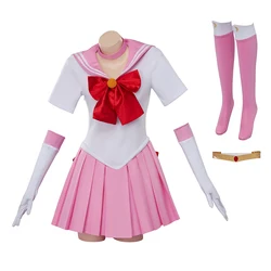 Chibiusa Cosplay Pink Sailor Dress Suit Women Girls Kawaii Anime Costume Halloween Carnival Party Fantasia Comic Con Gown
