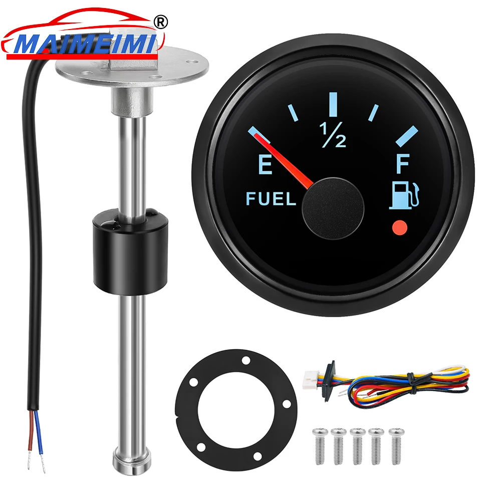 Fuel Level Gauge Waterproof IP67 Pointer Fuel Tank Meter with 100-1000mm Sensor 7 Color Backlight Car Boat Marine Gauge