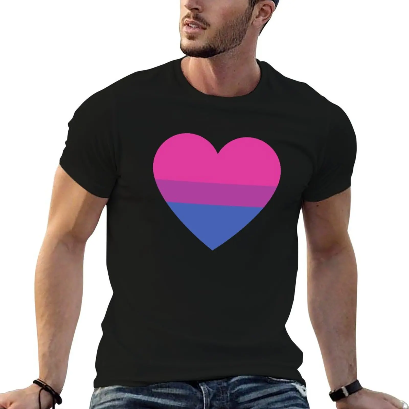 

Bi Pride Heart T-Shirt t shirts for man cotton funny t shirts for man graphic tees T-Shirt
