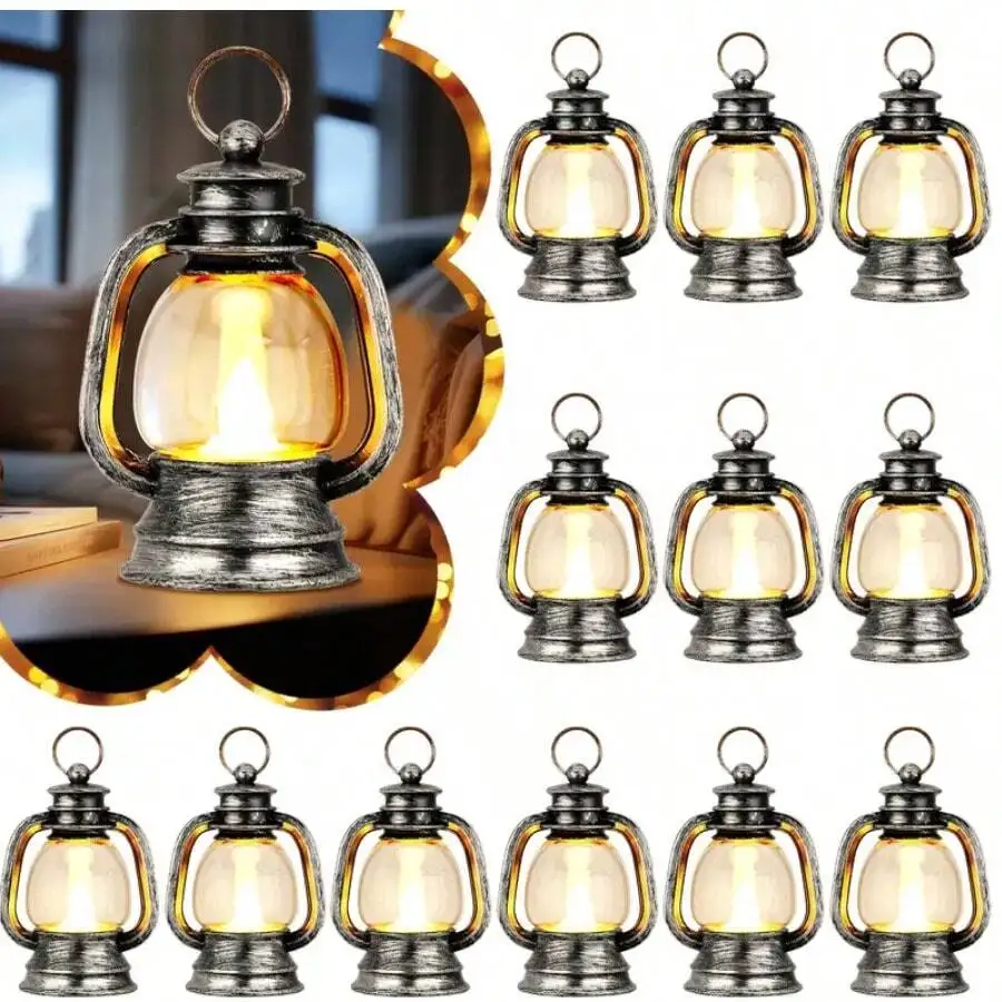 

12 шт. мини-светодиодные украшения для фонарей (золото/серебро/черный) - со свечами, центральные части стола для западной вечеринки