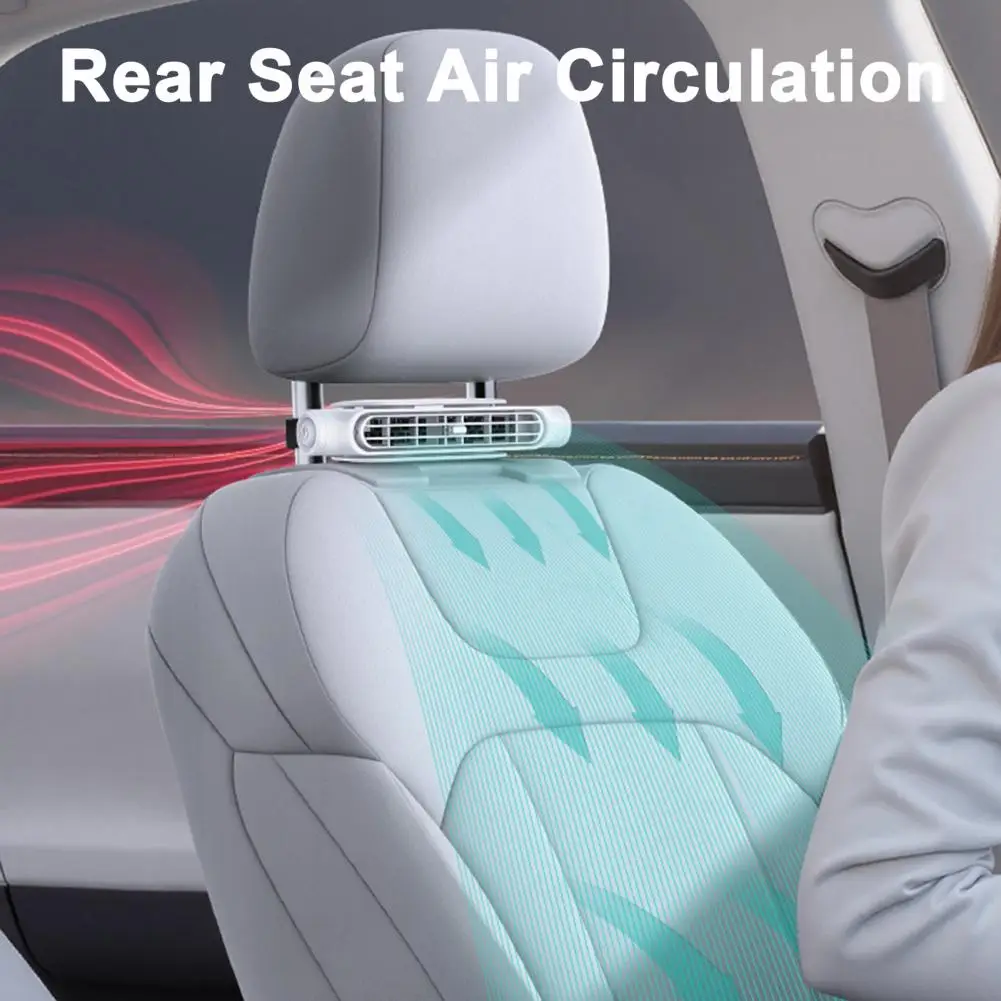 Portable Car Seat Fan Dual Turbo Cooling Fan for Backseat 3 Speed Rechargeable Air Circulator for SUV Truck RV Travel