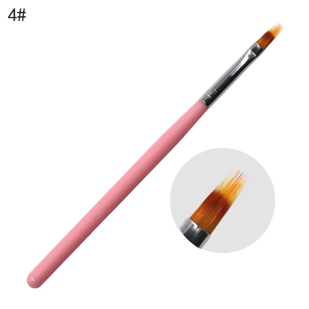 8개입 핑크 스템 네일 아트 펜 브러시 세트 전문가용 네일 페인팅 도구 매니큐어 DIY 디자인 경량 롱 핸들 키트