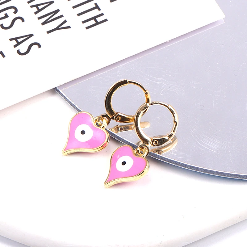 15Pcs 12*17MM Cute Color Alloy Love Eye Charm Connector Ladies Pendant DIY Jewelry Necklace Bracelet Earrings Making Accessories