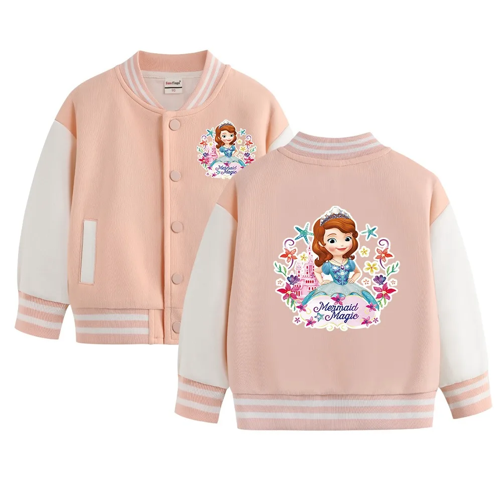 

2024 New Pattern Loose Coat Girls Minnie Autumn Children's baseball uniform Sportwear Tops Children Long Sleeve Cartoon Clothing