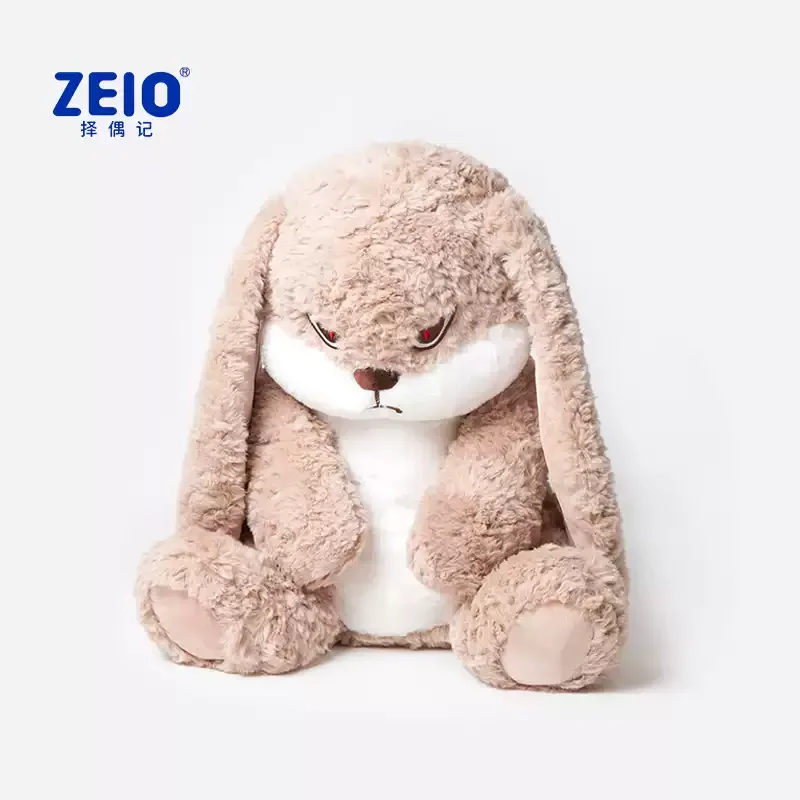 ZEIO60CM Angry Rabbit Large Size Long Ear Plush Toy Cute Animal Plushie Doll Kawaii Soft Stuffed Model Room Decor Birthday Gifts