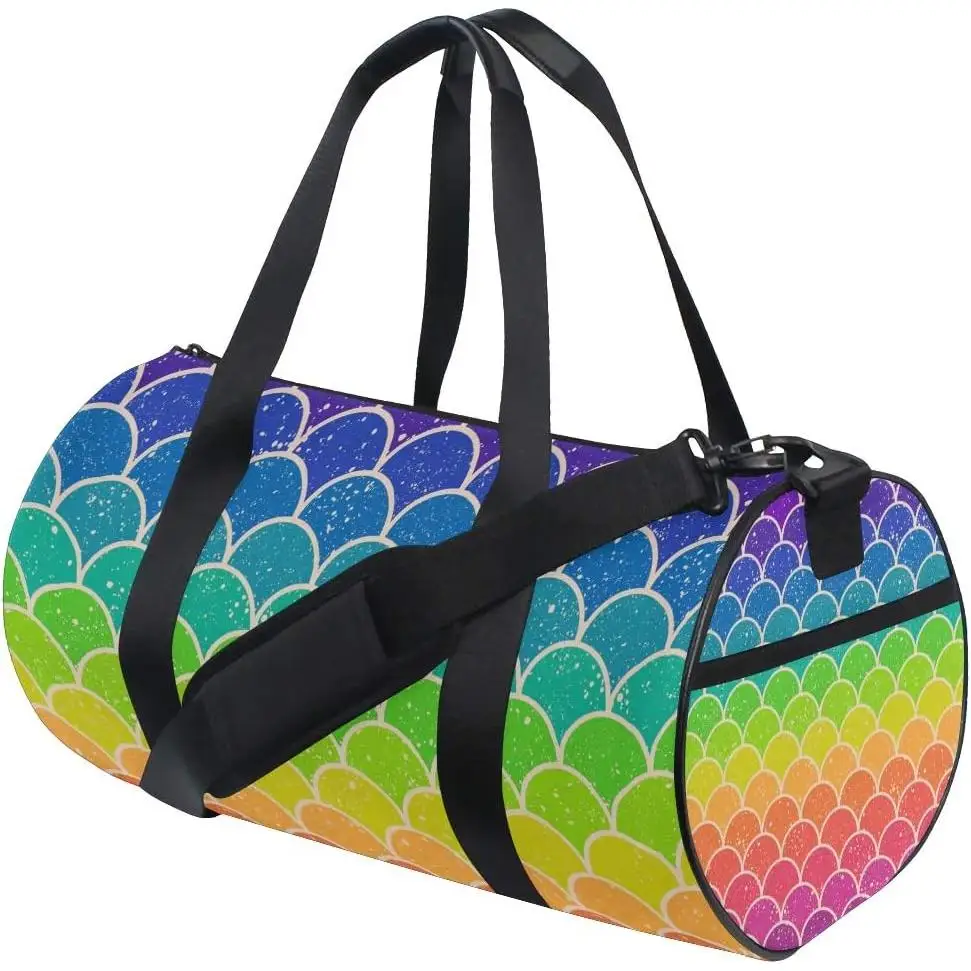 

Rainbow Scale Duffel Bag Large Capacity Adjustable Strap Travel Gym Fashion Bag for Women Girls Men Boys