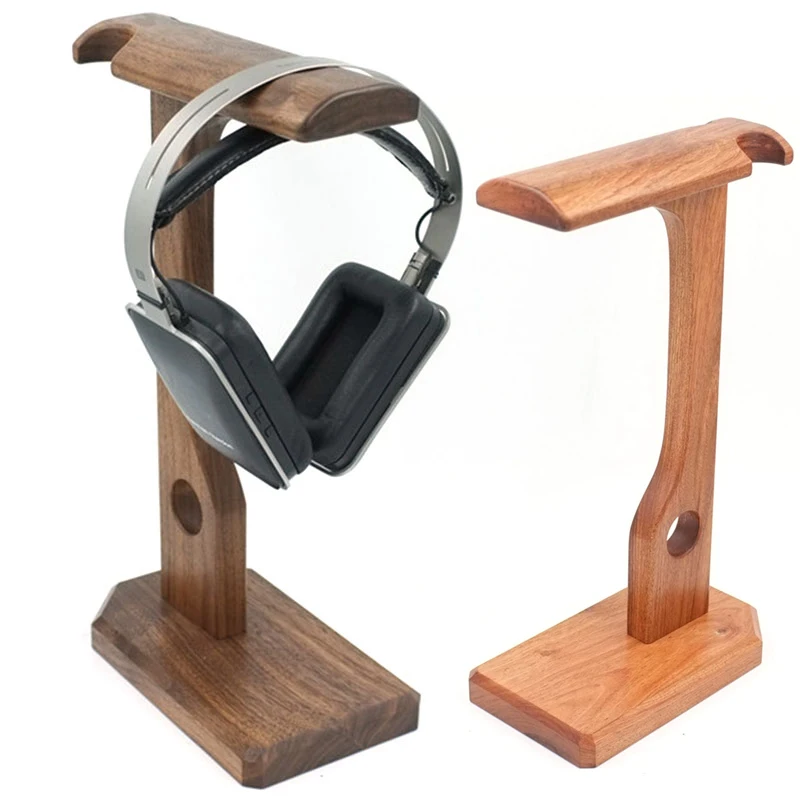 Handmade Multi-functional Wooden Headphones Holder Walnut/  Rosewood/ Red Pear Flower/ Earphone Headset Stand Desk Display Shelf