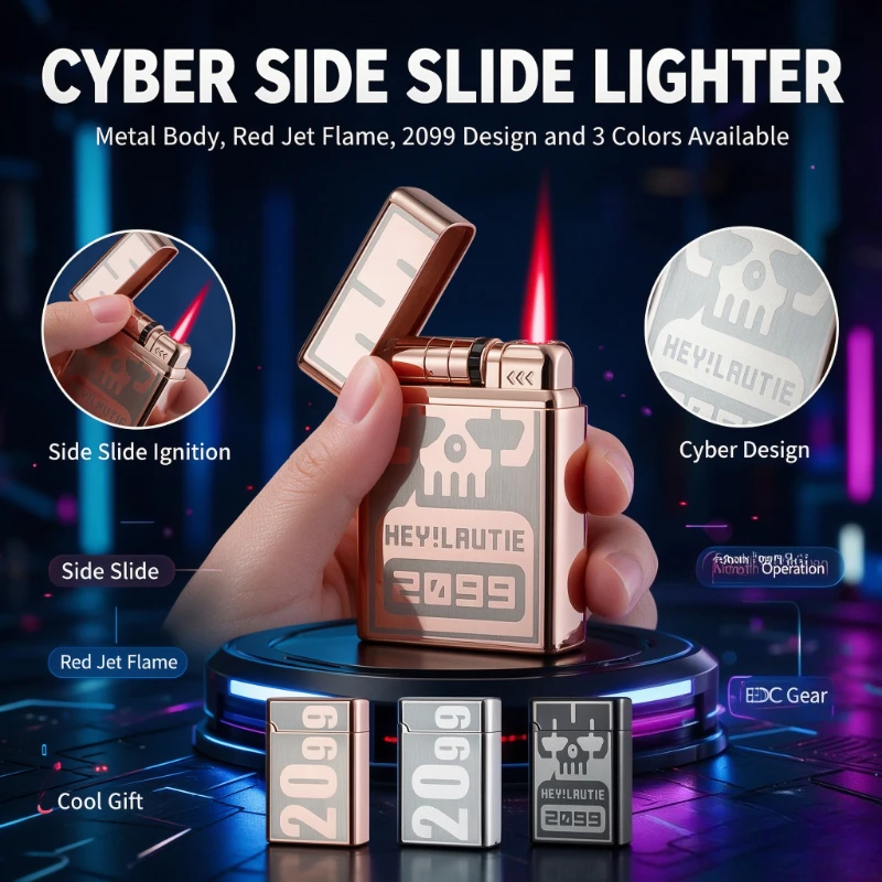 Men's Boutique Gift Metal Lighter, Induction Ignition Butane Torch Lighter, Portable Windproof, Unique Unusual Smoking Gadget