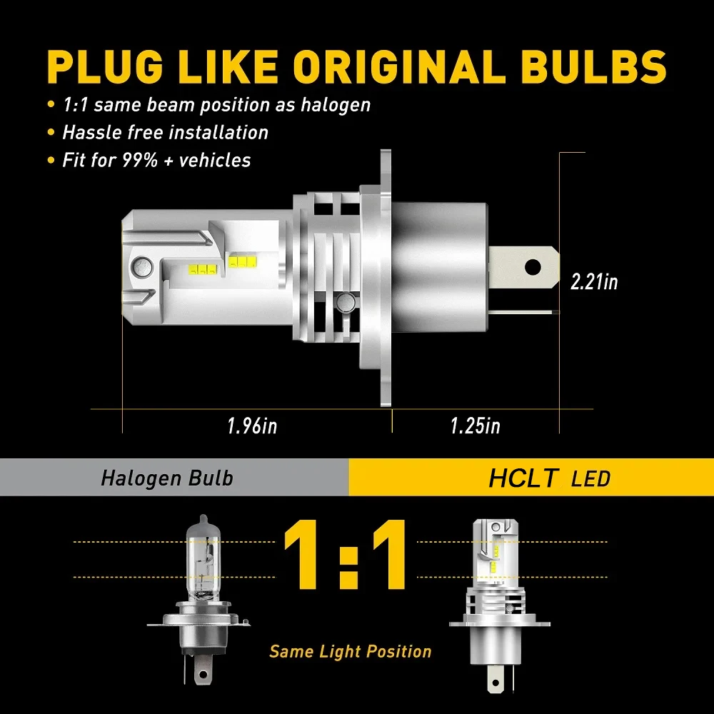 H4 H7 H11 LED Headlight  H9 H8 9005 HB3 9006 HB4 Canbus 30000LM Plug&Play High Low Beam Motorcycle Bulb 6500K Car Lamp 12V 24V