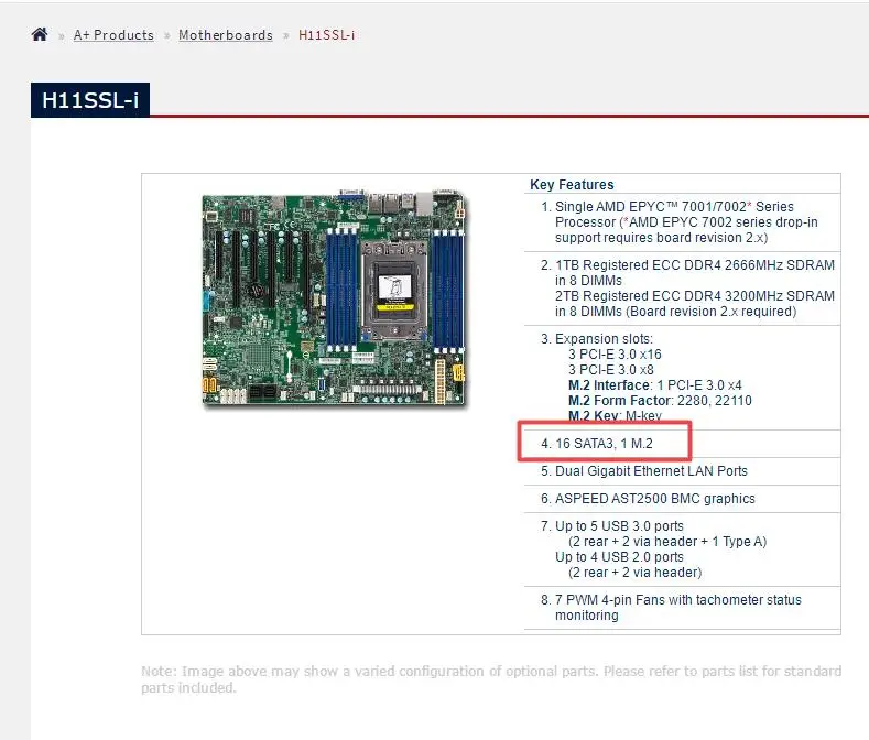 H11SSL-i for Supermicro Motherboard EPYC 7001/7002 Series Processor ECC DDR4 16 SATA3 Dual Gigabit Ethernet LAN Ports