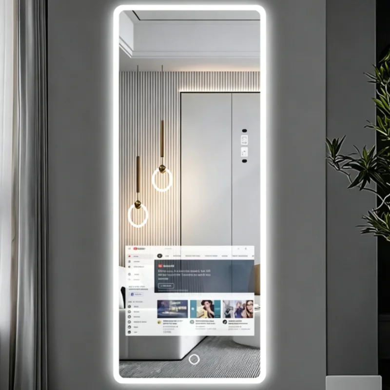 Customize smart mirror Wi-Fi Control With Weather Date Time Display Black Mirror TV Show LED Lighting Smart Wall-Mounted LED view 2