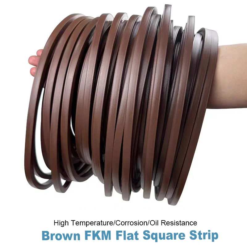 Brown Solid  Fluorine Rubber Strip Marine Oil Resistant/wear resistance Anti Aging FKM Flat Flexible Elasticity Sealing Strip