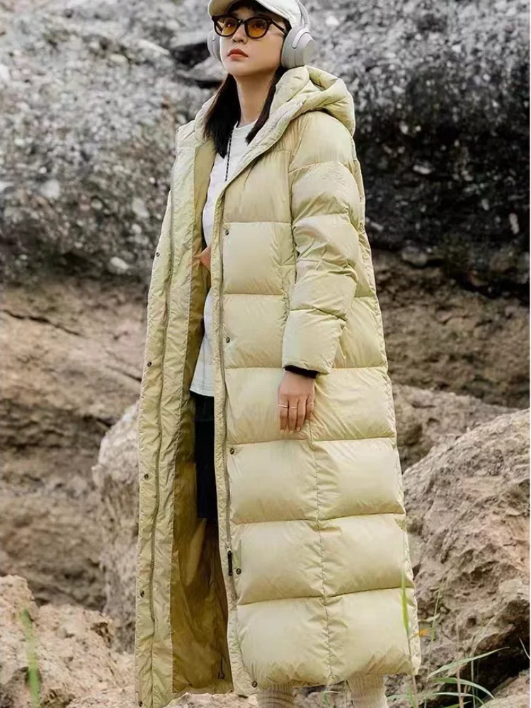 Doudoune longue à capuche pour femme, manteau coupe-vent, épais, chaud, décontracté, extérieur, nouveau, hiver, 2024