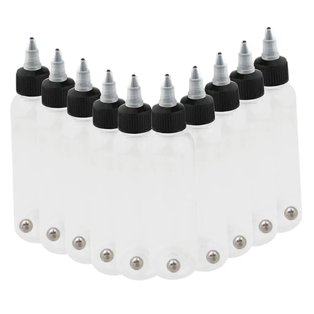 10 قطعة 30/50/60/120/250 مللي قابلة لإعادة التدوير واضح الوشم البخاخة الحبر الصباغ قابلة لإعادة التدوير للعصر الطلاء زجاجات فارغة