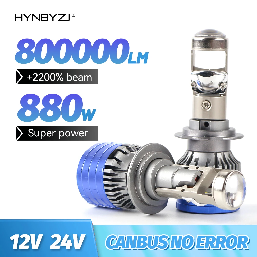 

HYNBYZJ 880W H7 H4 LED Headlight Mini Lens Projector H9 H11 9005 9006 Auto Low Beam Canbus Bulb For Car/Motor 12V 24V