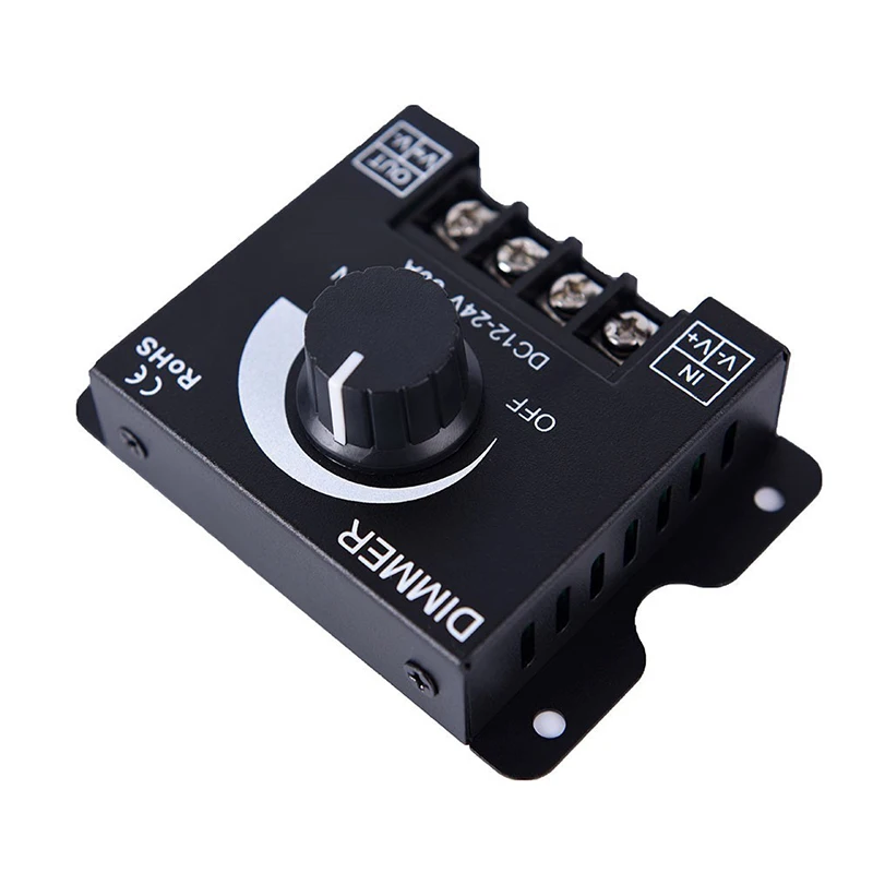 DC12V 24V LED Dimmer Controller 8A 30A Adjustable Brightness Dimmer Switch For Car RV Single Color LED Strip Light