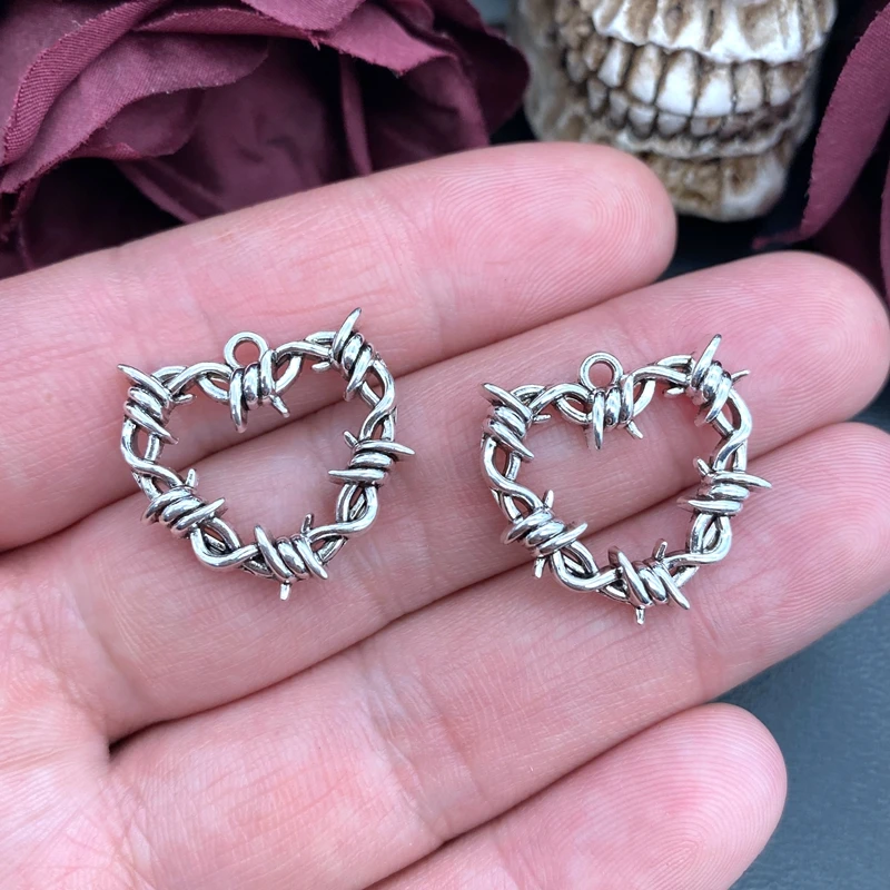 Thorns Heart Charms for Jewelry Making