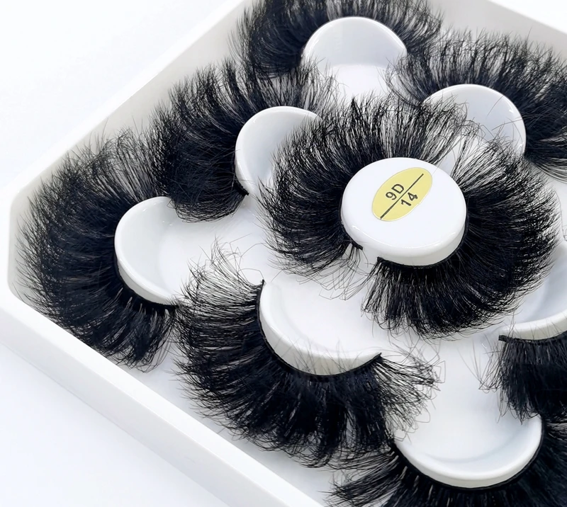 5 Pairs 25mm 3D Mink Eyelashes Bulk Russian Roll Fluffy Natural False Eyelash Dramatic Mink Lashes Makeup Tools Wholesale Lashse