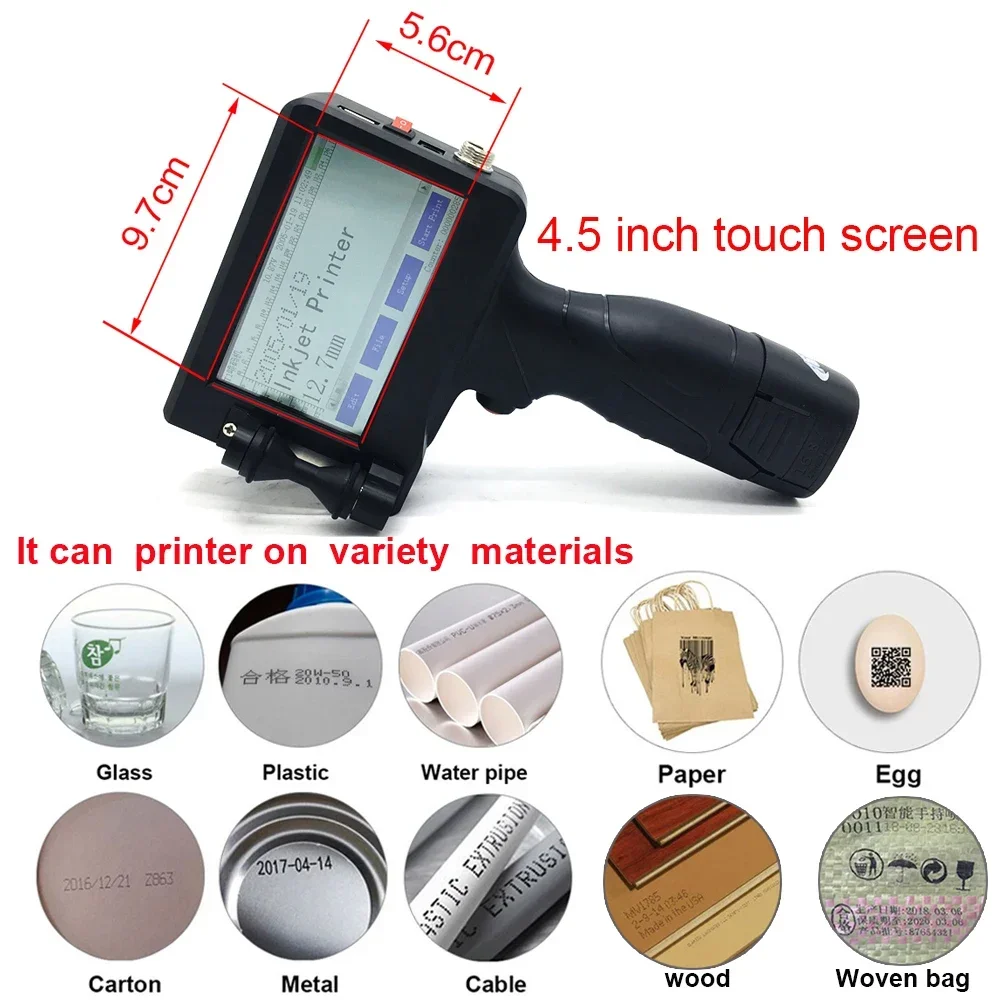 YUN DUAN Handheld Inkjet Printer Quick Drying Ink Inkjet Printer Portable Printer for Expiry Date Logo Plastic Bag Glass Bottle