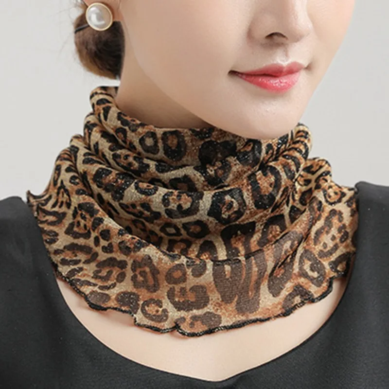 Spring Summer Chiffon Neck Collar Scarf Women Head Thin Sunscreen Variety Small Silk Anti-Uv Scarf Mask Multi-Function Scarf