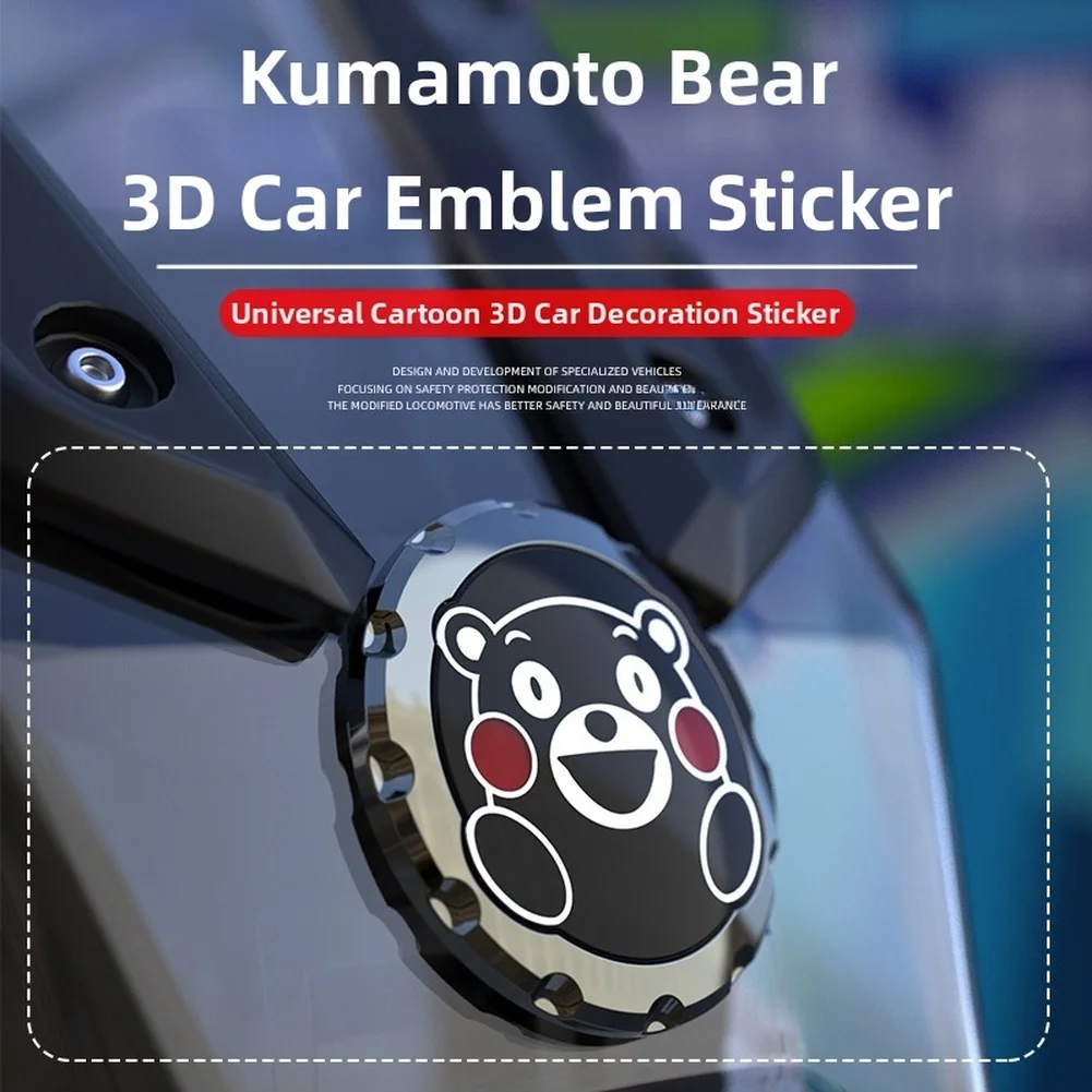 1Pcs Cartoon 3D Raised Round Bear Car Stickers ABS Badge Decal Car Scooter Motorcycle Sticker DIY Exterior Decor Accessories
