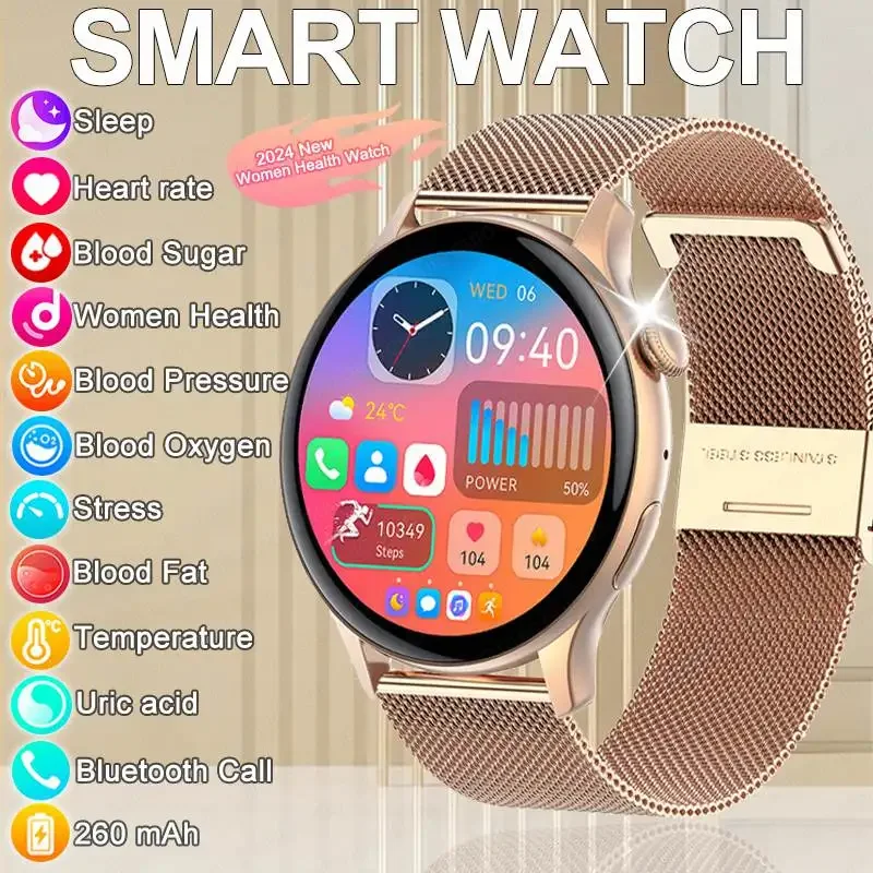 2024 New NFC Smart Watch Ladies 466*466 HD Screen Heart Rate GPS Track Sports Voice Calling Smart Watch Women For Huawei Xiaomi