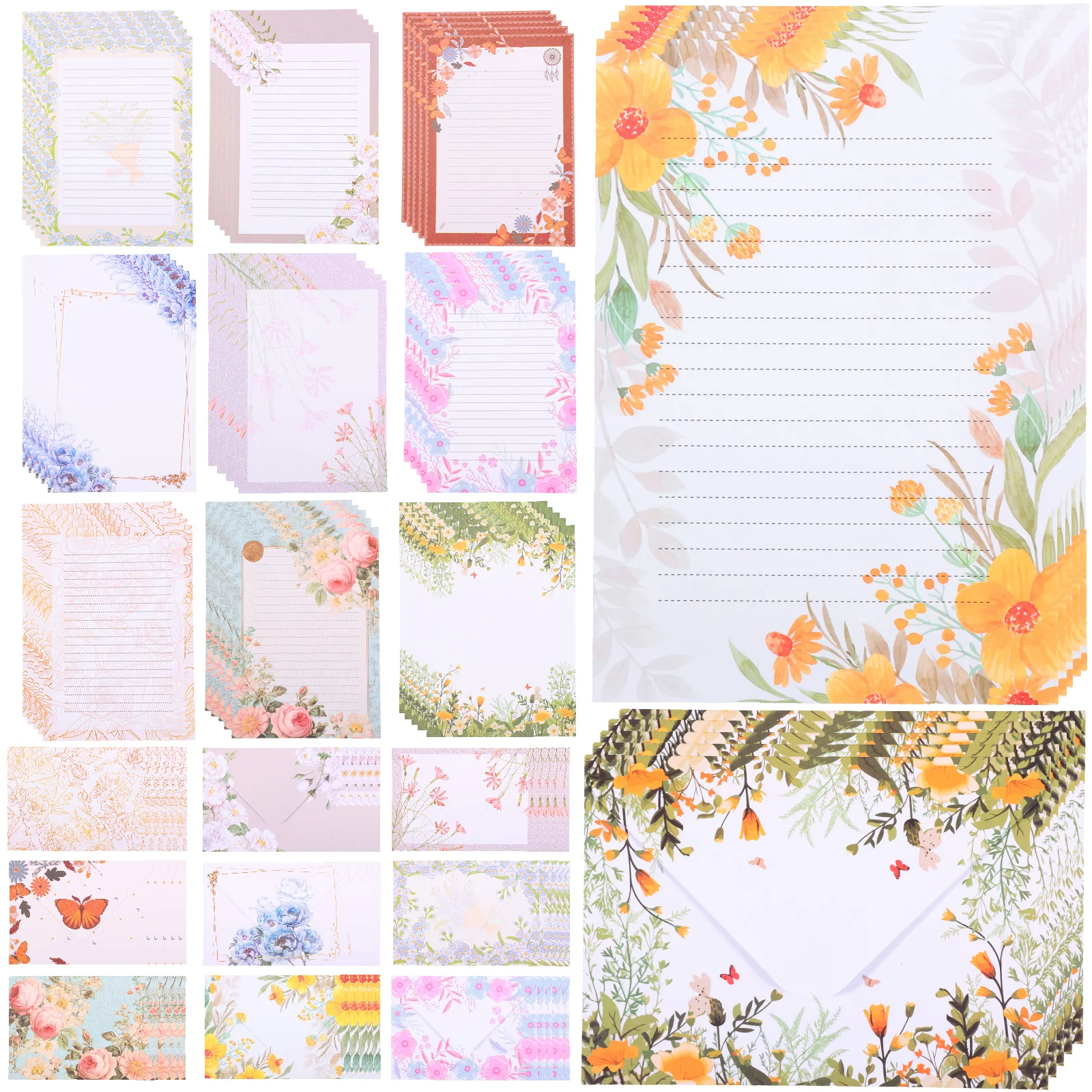Butterfly Flower Letter Paper Set with Vintage Envelopes for Wedding Party Envelope Letter Paper Set Writing Paper Envelope Set