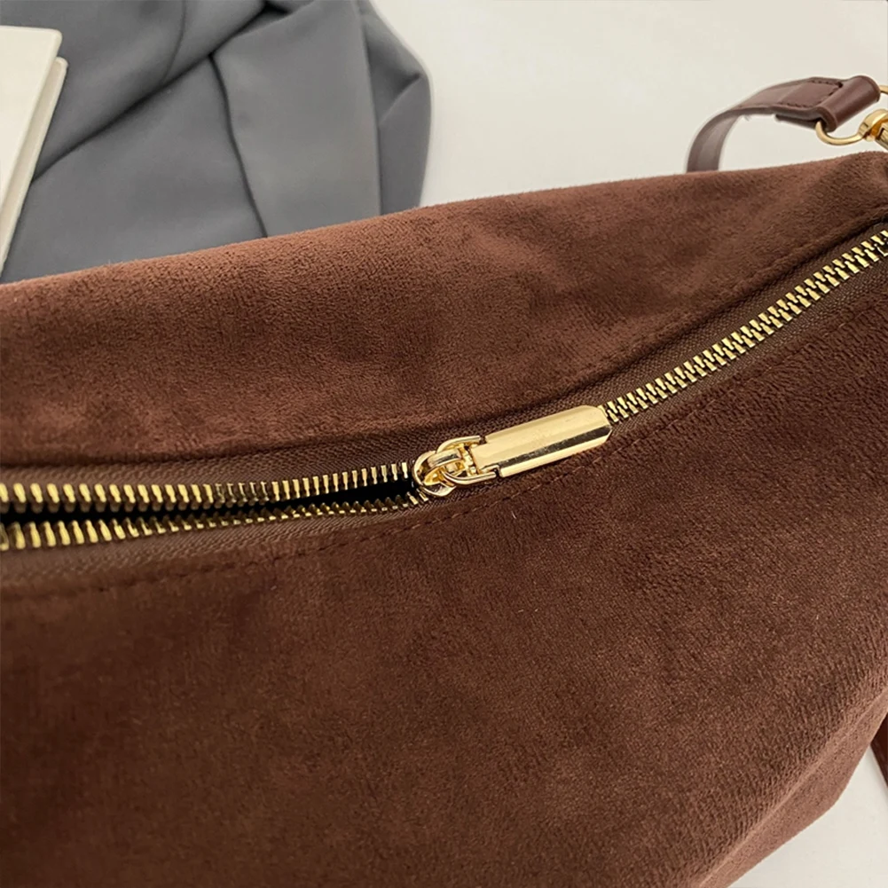 

Women Suede Shoulder Bag With Inner Pocket Crossbody Bag Adjustable Strap Hobo Purse Zipper Clutch Purse for Work Travel